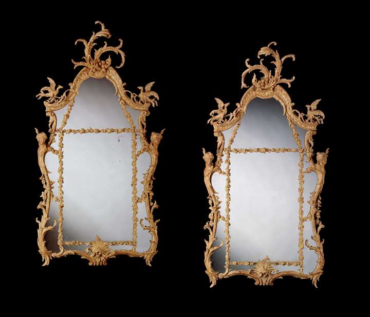 A PAIR OF GEORGE III CARVED GILTWOOD PIER MIRRORS 